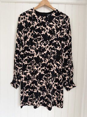 Sportmax Code Max Mara Floral Long Sleeve Mini Dress — Black Blush A-Line, 4